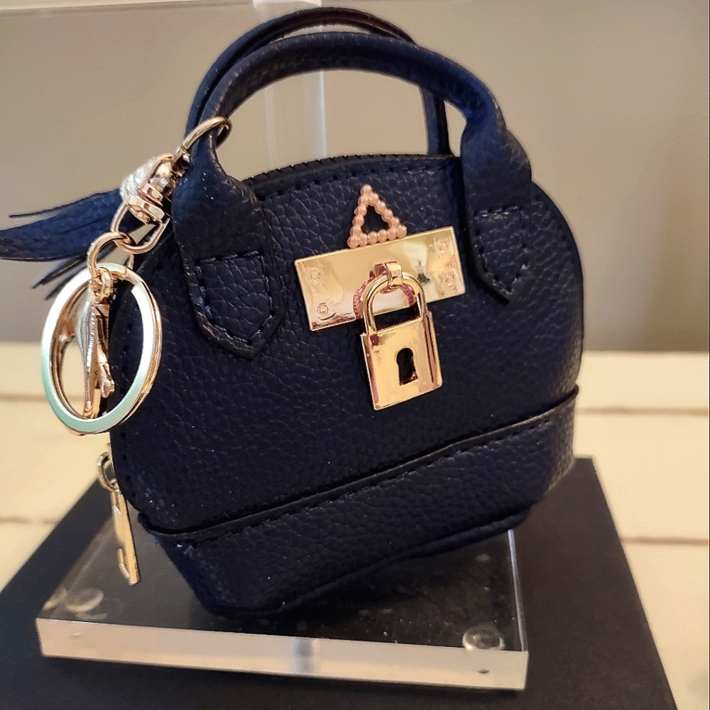 Mini Blue & Rose Gold Keychain Hook
